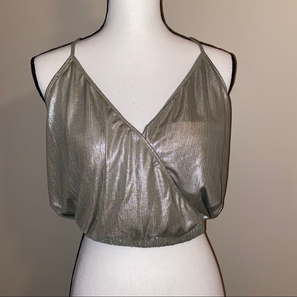 Silver Foil Wrap Front Cami Top